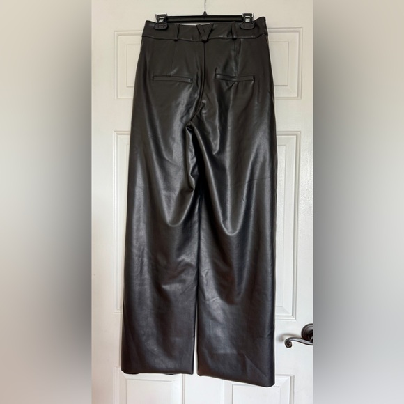 Veronica Beard Rennert Black Faux Leather Wide Leg Pants Sz 4 - Picture 5 of 13